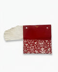 Clutch con frangie fantasia rosso e bianco