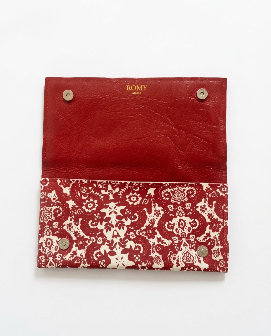 Clutch fantasia rosso e bianco