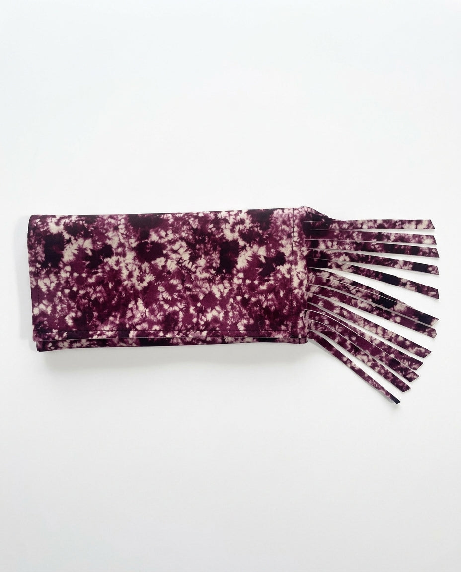 Clutch viola e bianco con fantasia