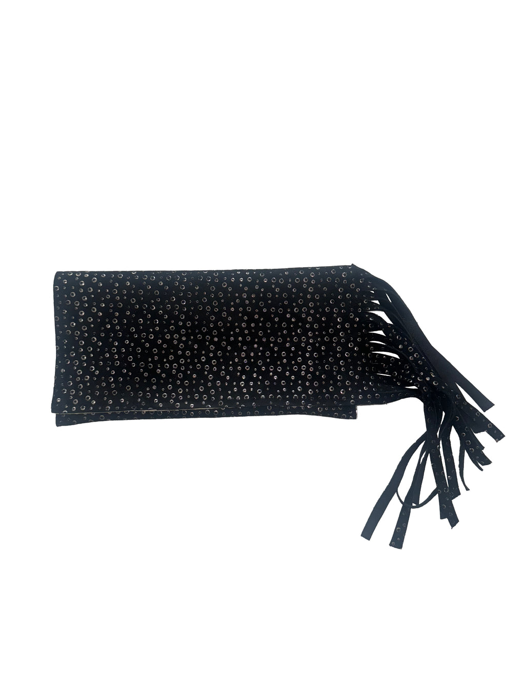 Clutch nera con lavorazione in argento