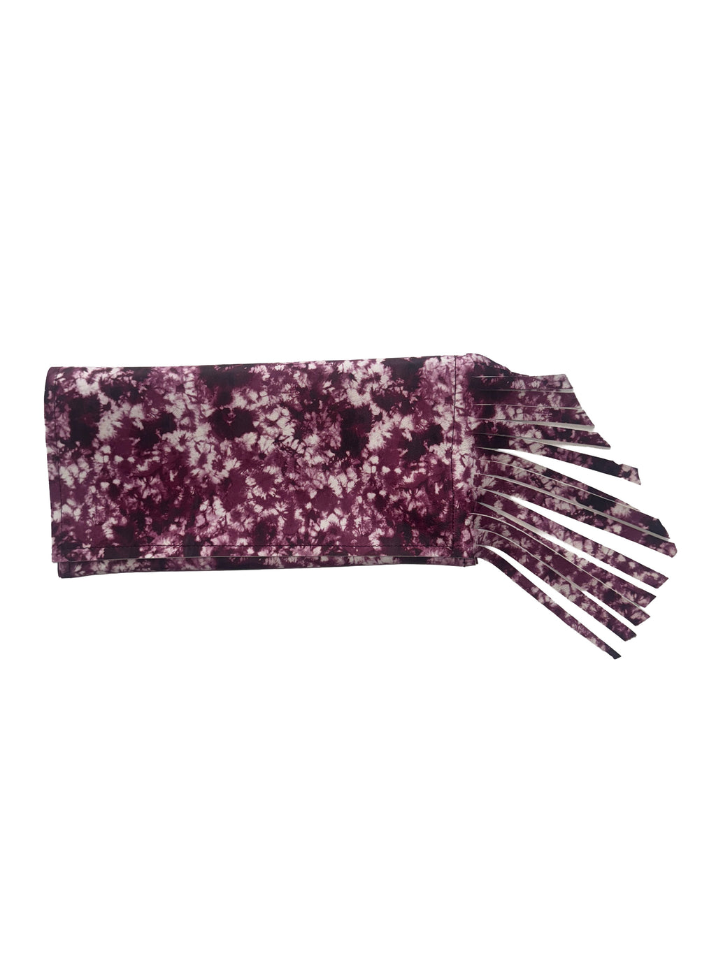 Clutch viola e bianco con fantasia