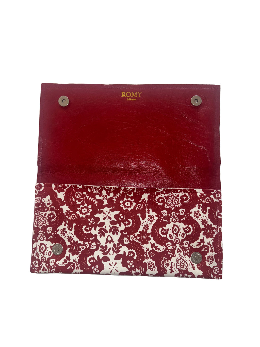 Clutch fantasia rosso e bianco